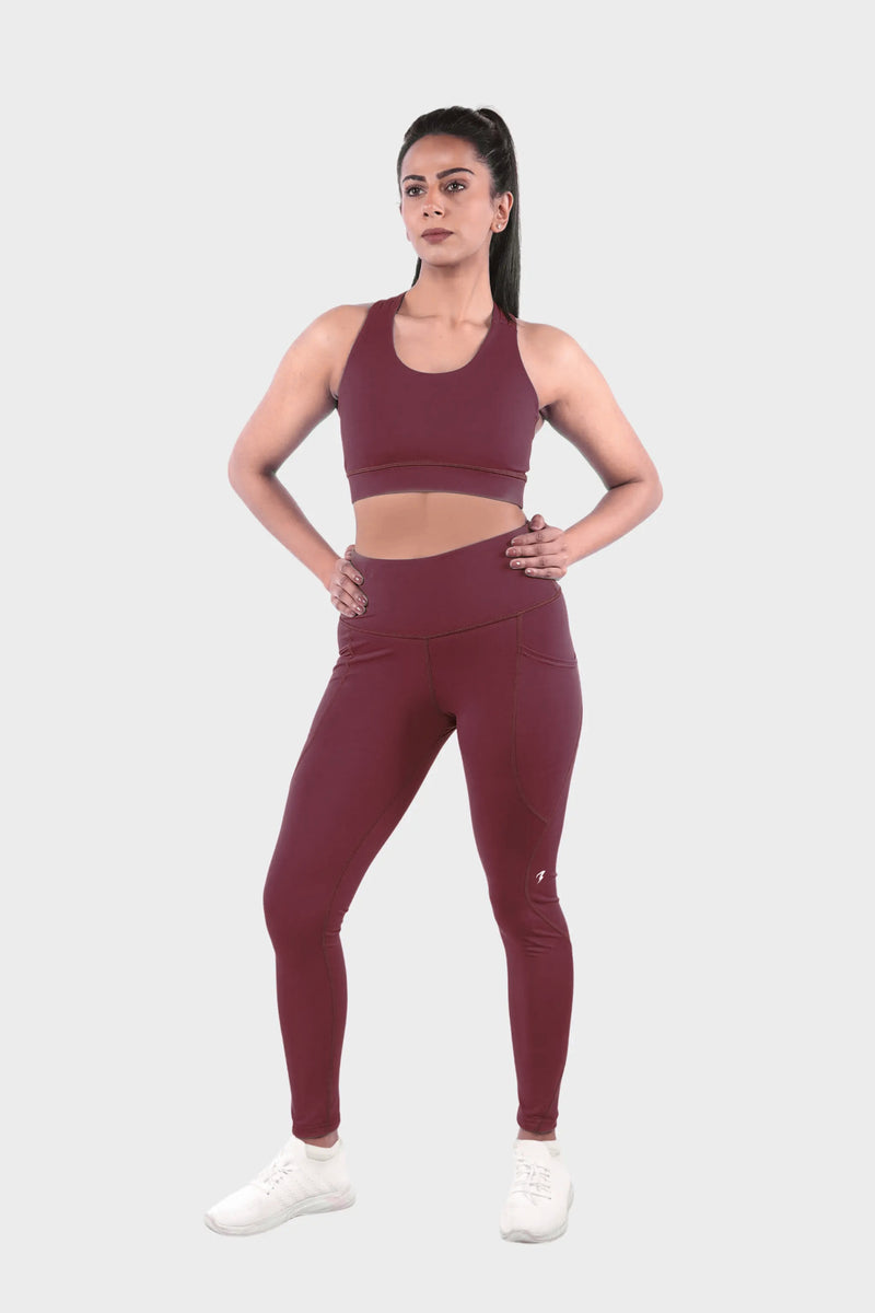 Maroon Plum Running Leggings