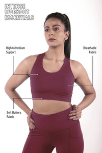 Maroon Plum Run Fit Sports Bra