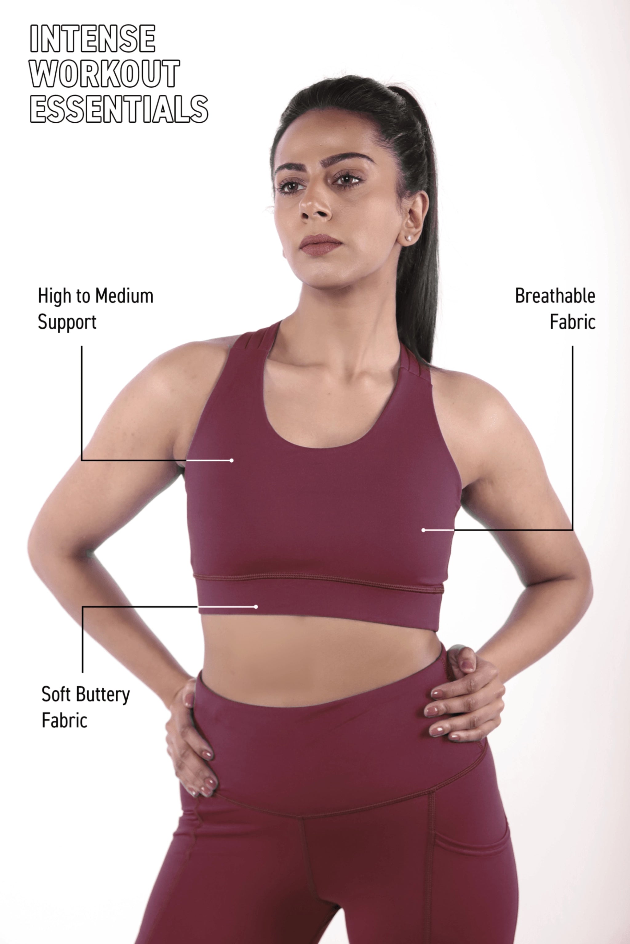 Maroon Plum Run Fit Sports Bra