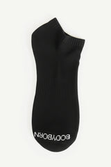 Black sock with 'BOYBORN' branding on a white background in low cut size comfortable and soft