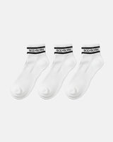 BODYBORN branded ankle socks in white with black logo and stripe design, displayed as a 3-pack